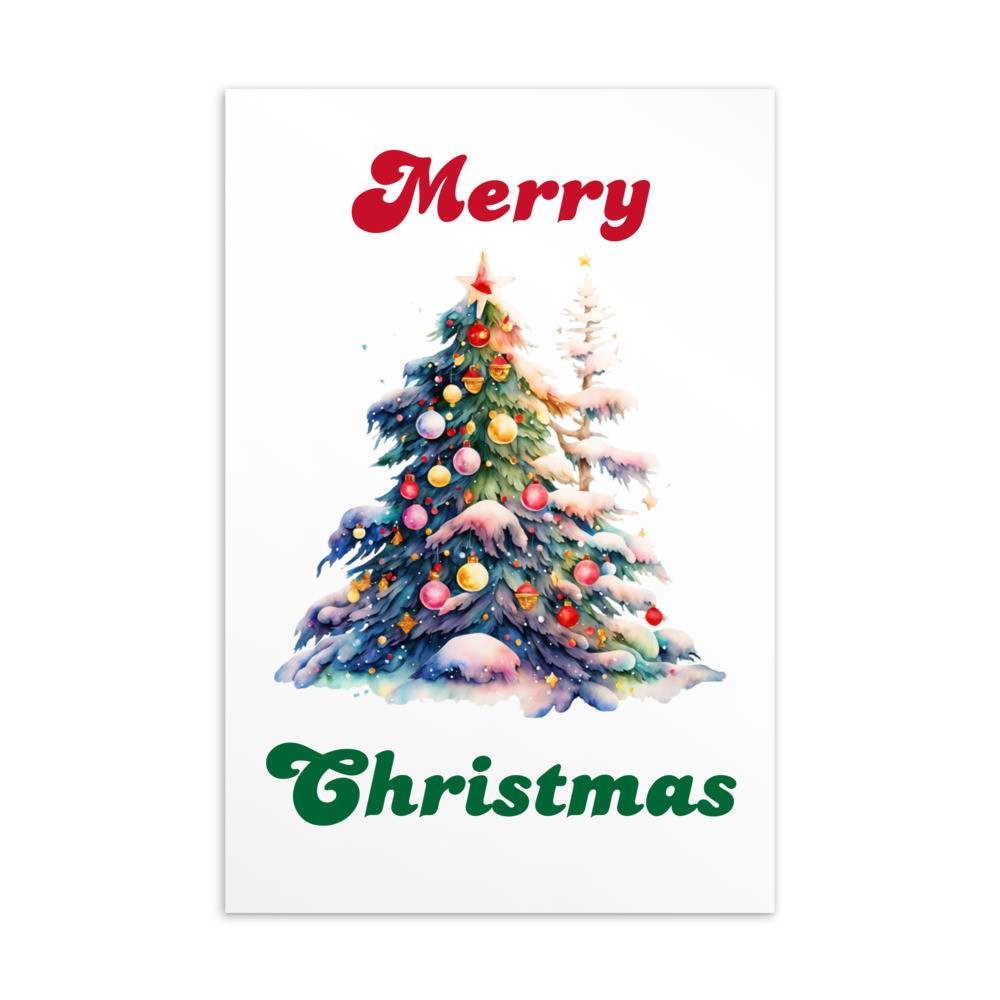 Merry Christmas, Water Color Standard Postcard