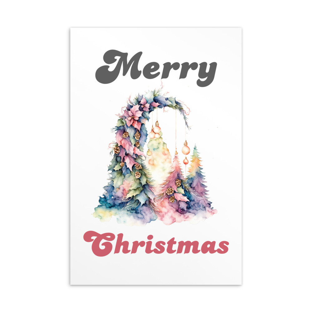 Merry Christmas, Water Color Standard Postcard