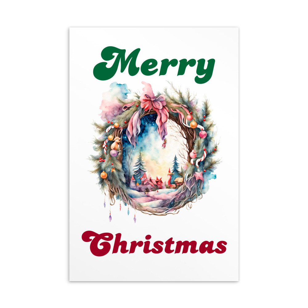 Merry Christmas, Water Color Standard Postcard