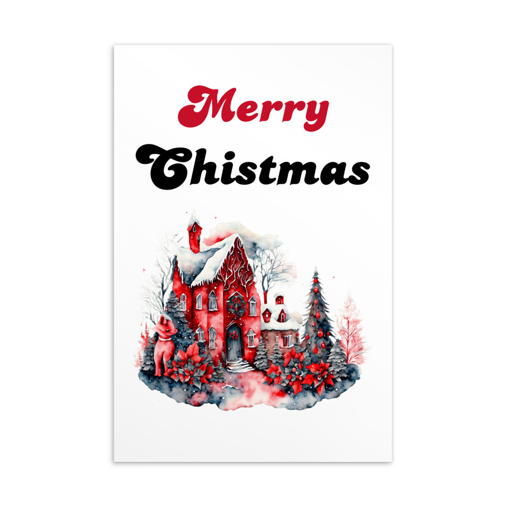 Merry Christmas, Water Color Standard Postcard