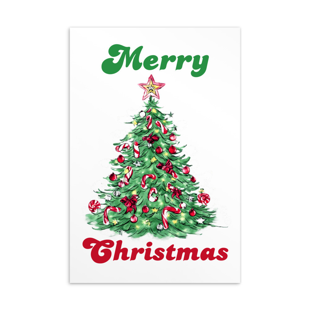 Merry Christmas, Water Color Standard Postcard