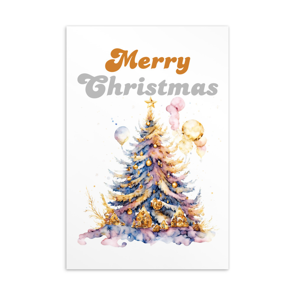 Merry Christmas, Water Color Standard Postcard