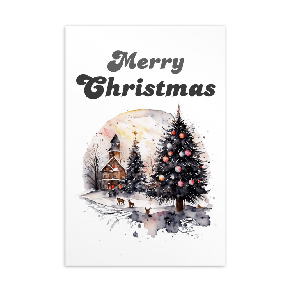 Merry Christmas, Water Color Standard Postcard