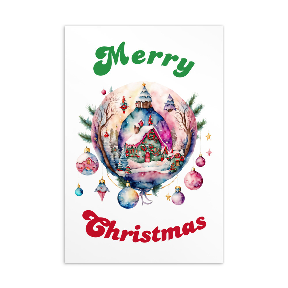Merry Christmas, Water Color Standard Postcard