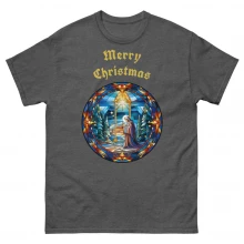 Merry Christmas, Stained Glass, Nativity Men's classic tee