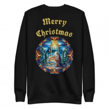 Merry Christmas, Stained Glass, Nativity Unisex Premium Sweatshirt