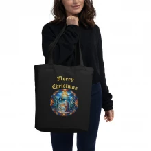 Merry Christmas, Stained Glass, Nativity Eco Tote Bag