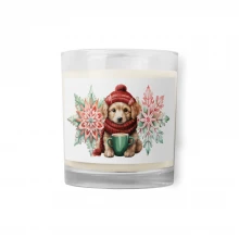 Snowflake, Golden Retriever Glass jar soy wax candle