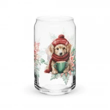 Snowflake, Golden Retriever Can-shaped glass