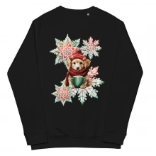 Snowflake, Golden Retriever Unisex organic raglan sweatshirt