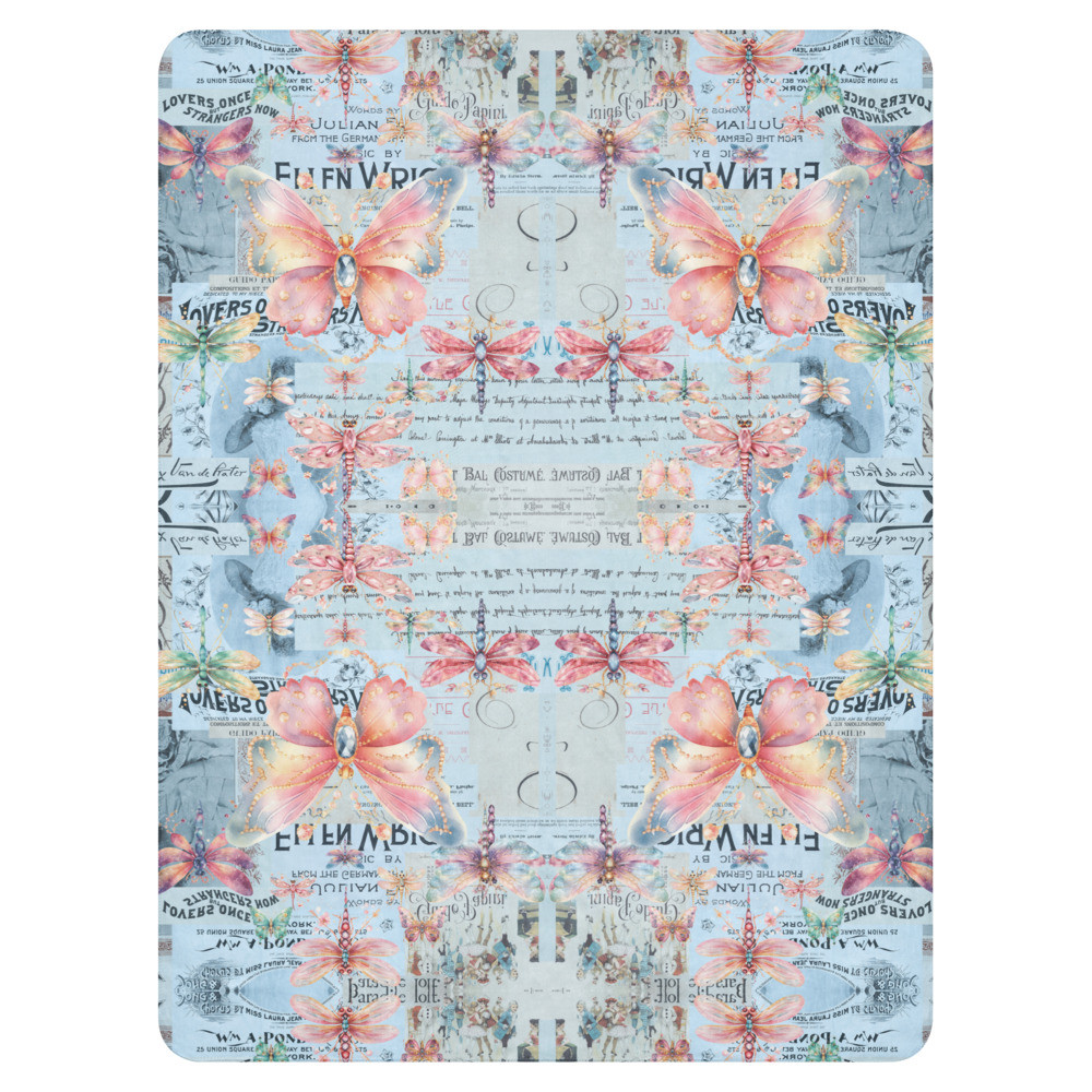 Butterflies & Dragonflies Ephemera Sherpa blanket