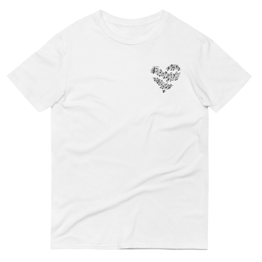 Embroidered, Music Notes, Heart Short-Sleeve T-Shirt