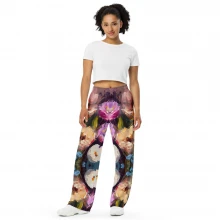 Flowers, Acrylic Painting All-over print unisex wide-leg pants