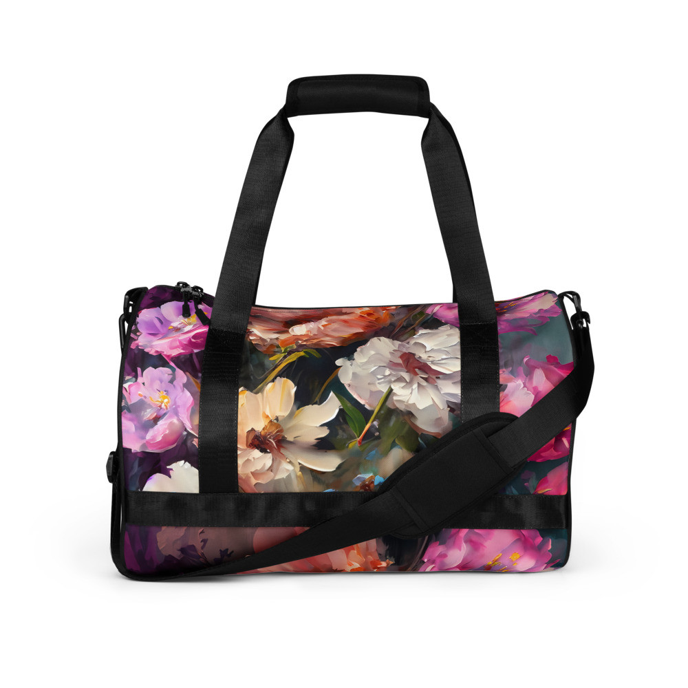 Flowers, Acrylic Painting, All-over print gym bag