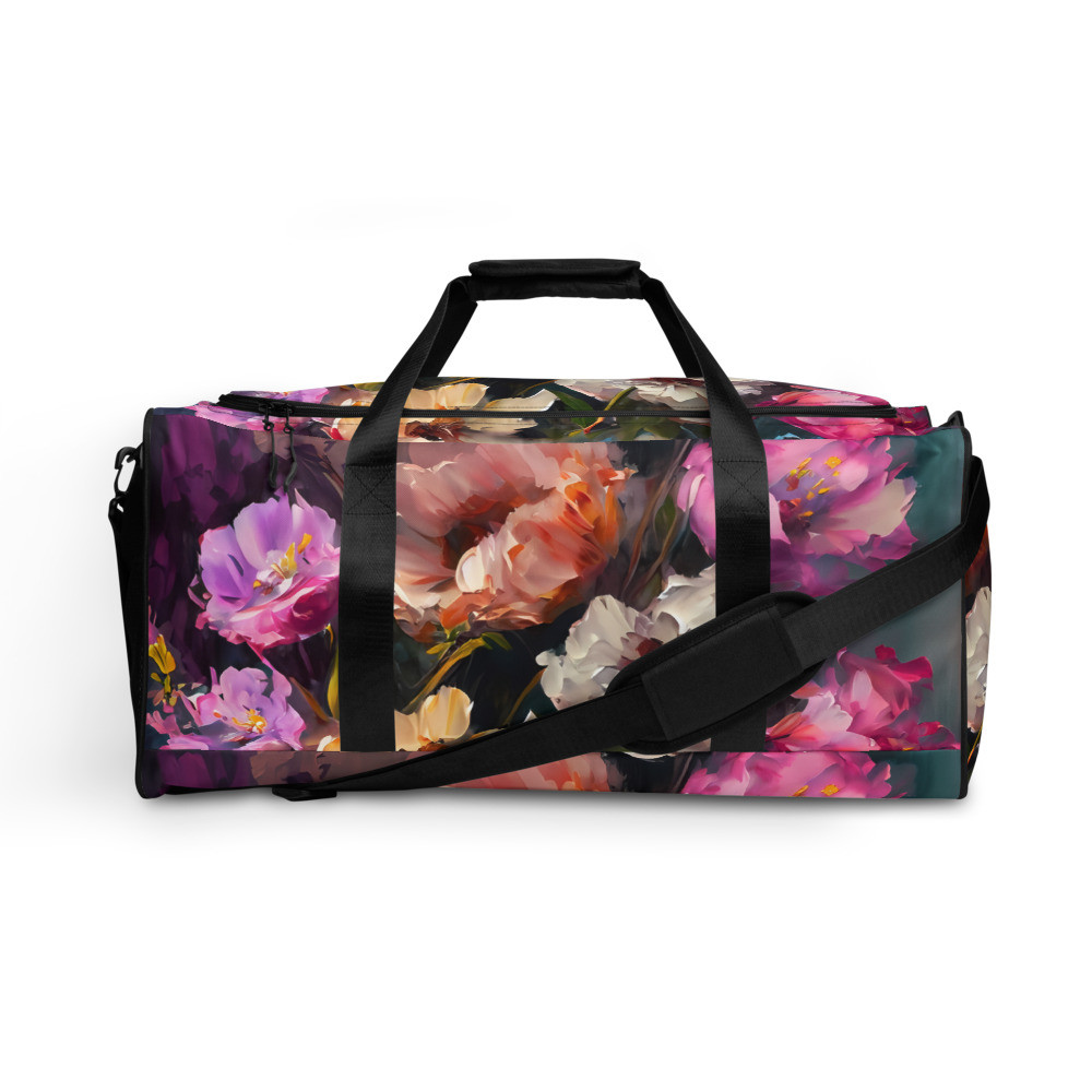 Flowers, Acrylic Painting, Duffle bag