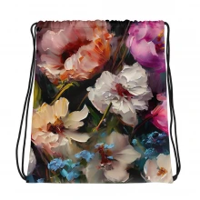 Flowers, Acrylic Painting, Drawstring bag