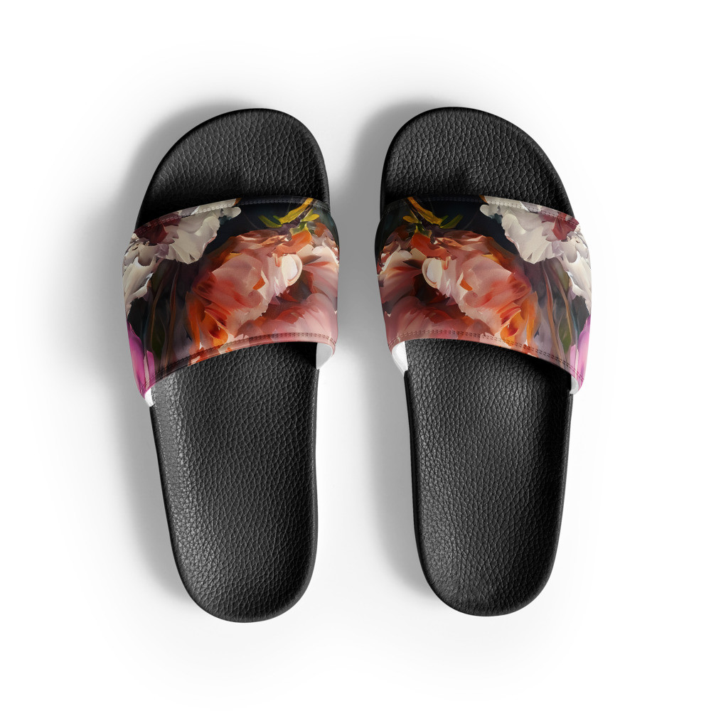 Flowers, Acrylic Painting, Women's slides