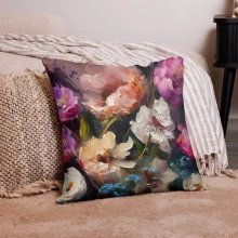 Flowers, Acrylic Painting, Basic Pillow