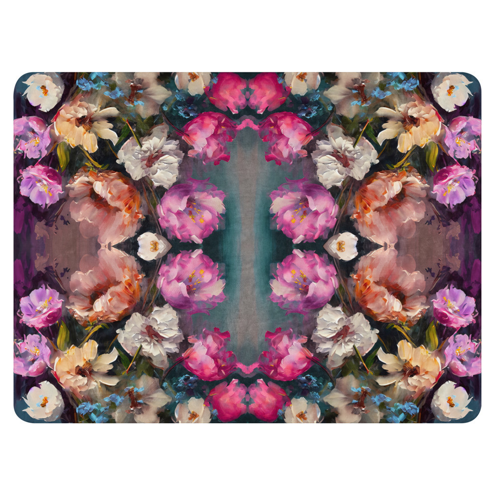 Flowers, Acrylic Painting, Sherpa blanket