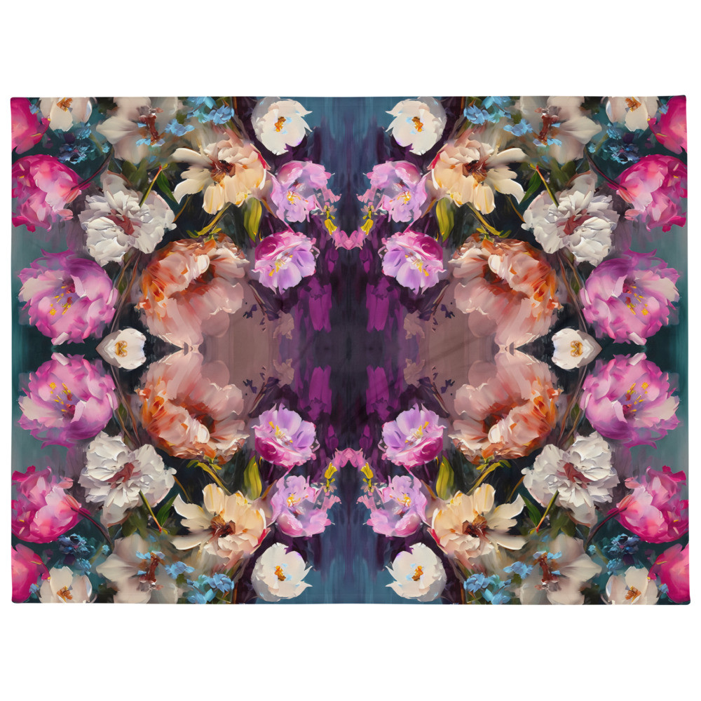 Flowers, Acrylic Painting, Throw Blanket