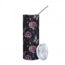 Dark Roses & Butterflies Stainless steel tumbler