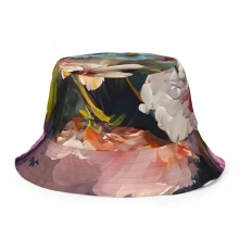 Flowers, Acrylic Painting Reversible bucket hat