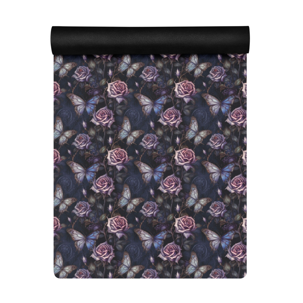 Dark Roses & Butterflies Yoga mat