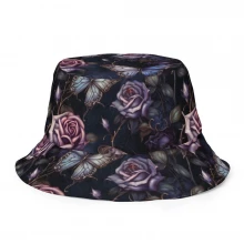 Dark Roses & Butterflies Reversible bucket hat
