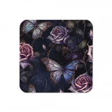 Dark Roses & Butterflies Cork-back coaster