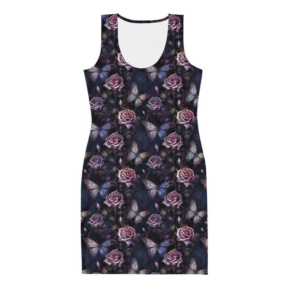 Dark Roses & Butterflies Bodycon dress