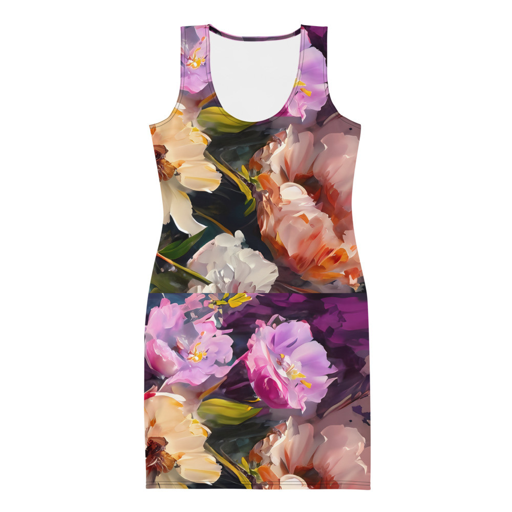 Flowers, Acrylic Painting Bodycon dress