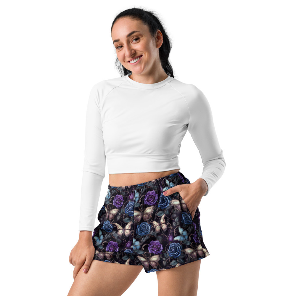 Gothic Rose Women’s Recycled Athletic Shorts