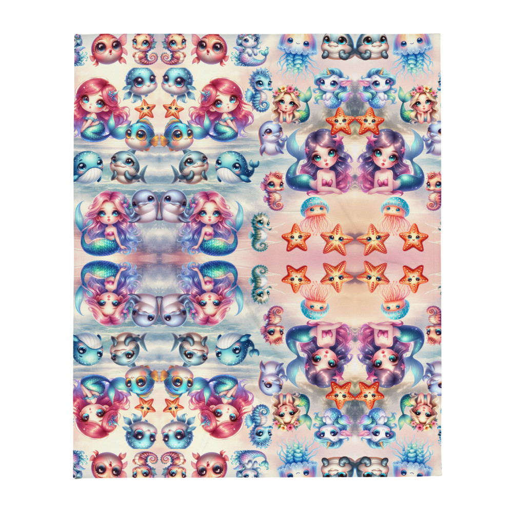Mermaid and Sea Throw Blanket
