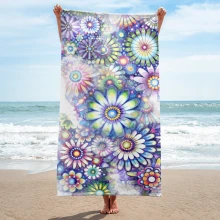 Watercolor Night Flowers Towel