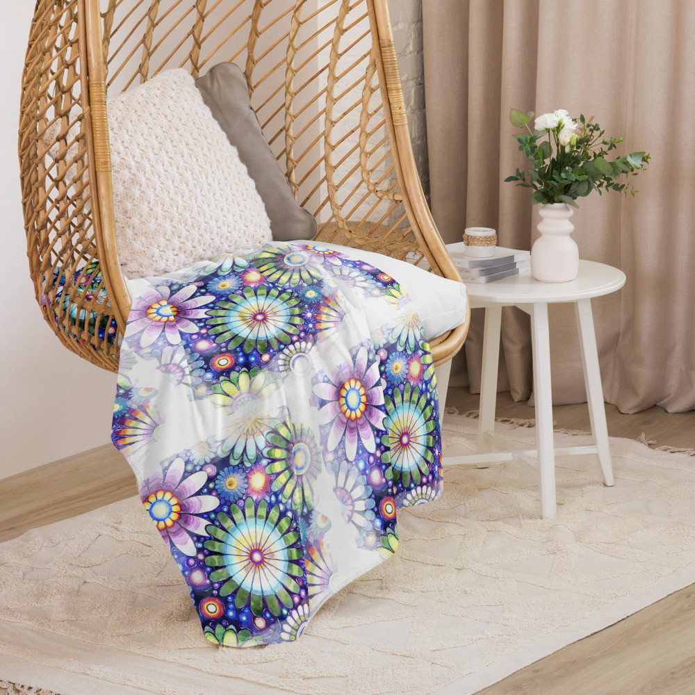 Night Flowers Sherpa blanket