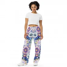 Night-Flowers All-over print unisex wide-leg pants