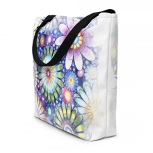 Night Flowers All-Over Print Large Tote Bag