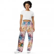 Girl Meditating, Tie Dye, Paint Splatters All-over print unisex wide-leg pants