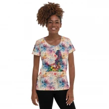 Girl Meditating, Tie Dye, Paint Splatters All-Over Print Women's Athletic T-shirt