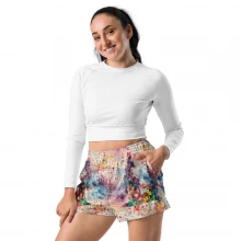 Girl Meditating, Tie Dye, Paint Splatters All-Over Print Unisex Athletic Shorts