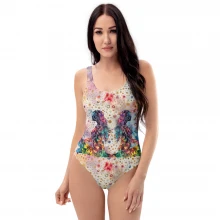 Girl Meditating, Tie Dye, Paint Splatters One-Piece Swimsuit