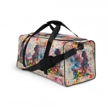 Girl Meditating, Tie Dye, Paint Splatters Duffle bag