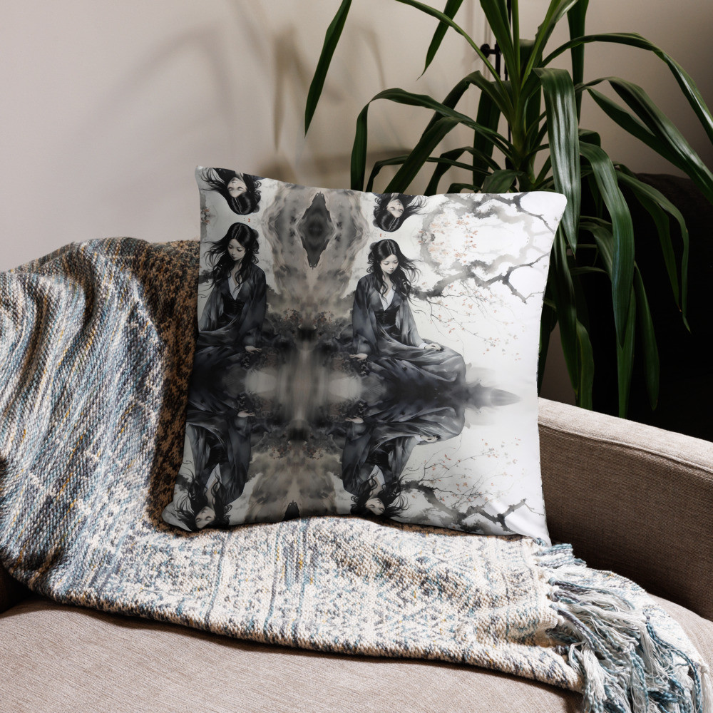 black and White Asian Pillow Basic Pillow