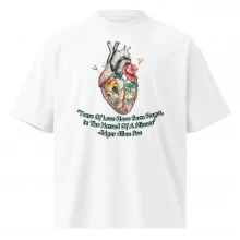 Edgar Allen Poe Quote/with Heart Unisex organic oversized high neck t-shirt