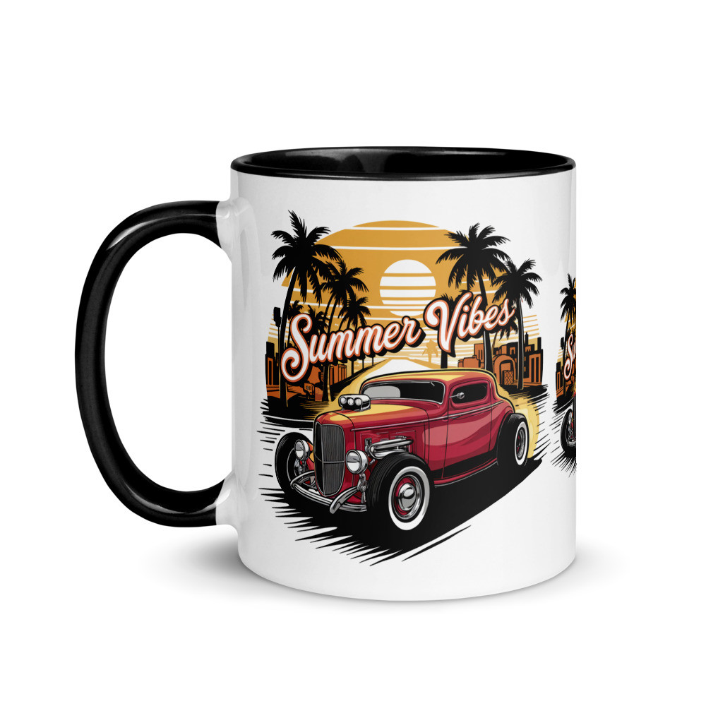 Summer Vibes Classic Car Mug with Color Inside