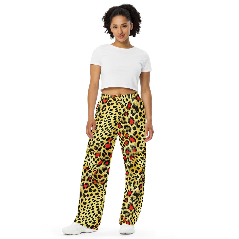 Exotic Leopard All-over print unisex wide-leg pants
