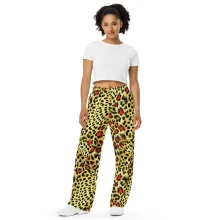 Exotic Leopard All-over print unisex wide-leg pants
