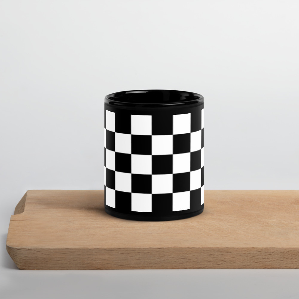 Black Glossy Mug Black and White