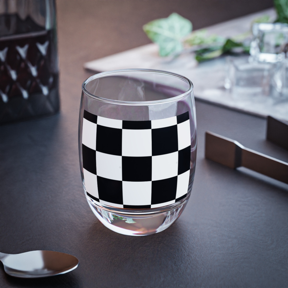 Whiskey Glass Black White 