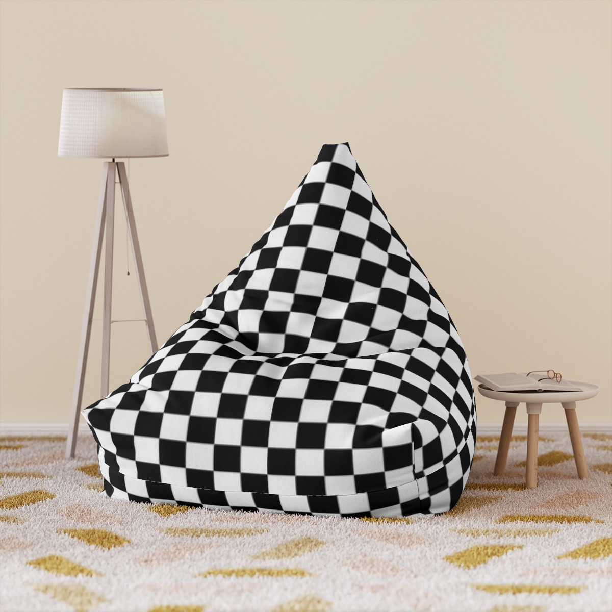 Bean Bag Chair Cover Black white 